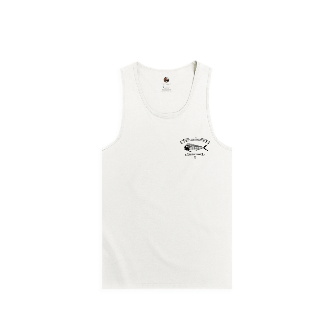Z_DROPPED - Mens, Unisex - White - Mahi Bones Tank Top. - By: Jose Hurtado