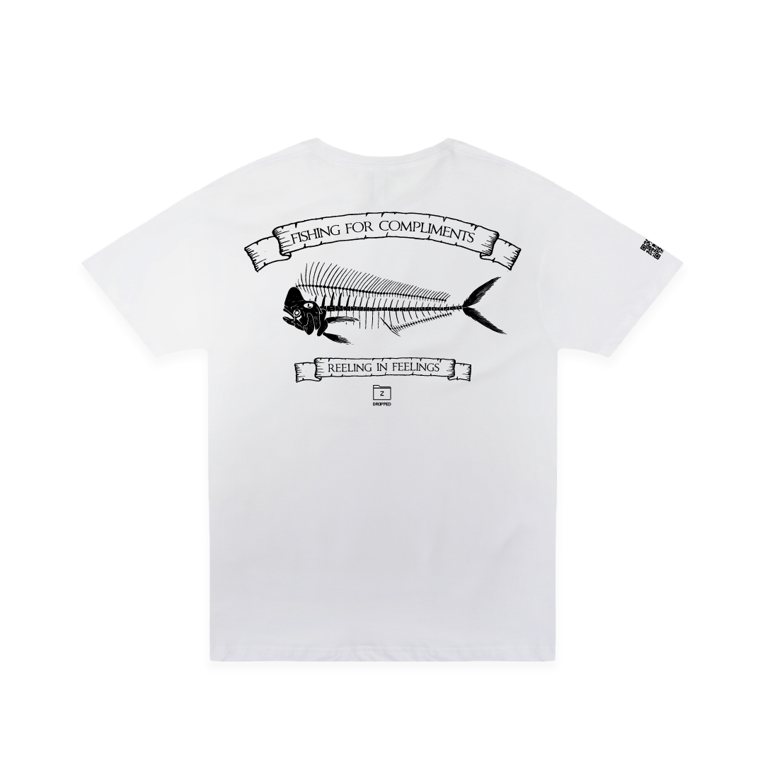 Z_DROPPED - Mens, Unisex - White - Mahi Bones Tee. - By: Jose Hurtado