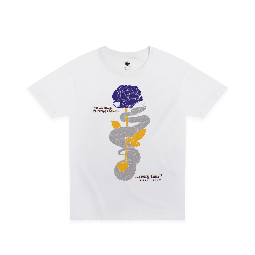 Z_DROPPED - Mens, Unisex - White - Mamba Quote Tee. - By: Jose Hurtado