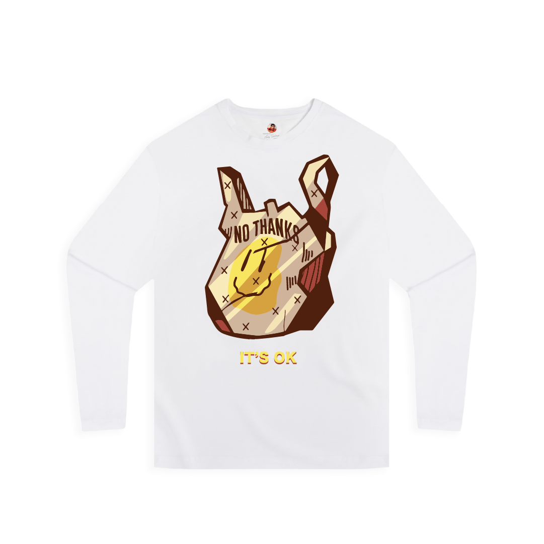 Z_DROPPED - Mens, Unisex - White - No Thanks Long Sleeve. - By: Fredy Santiago
