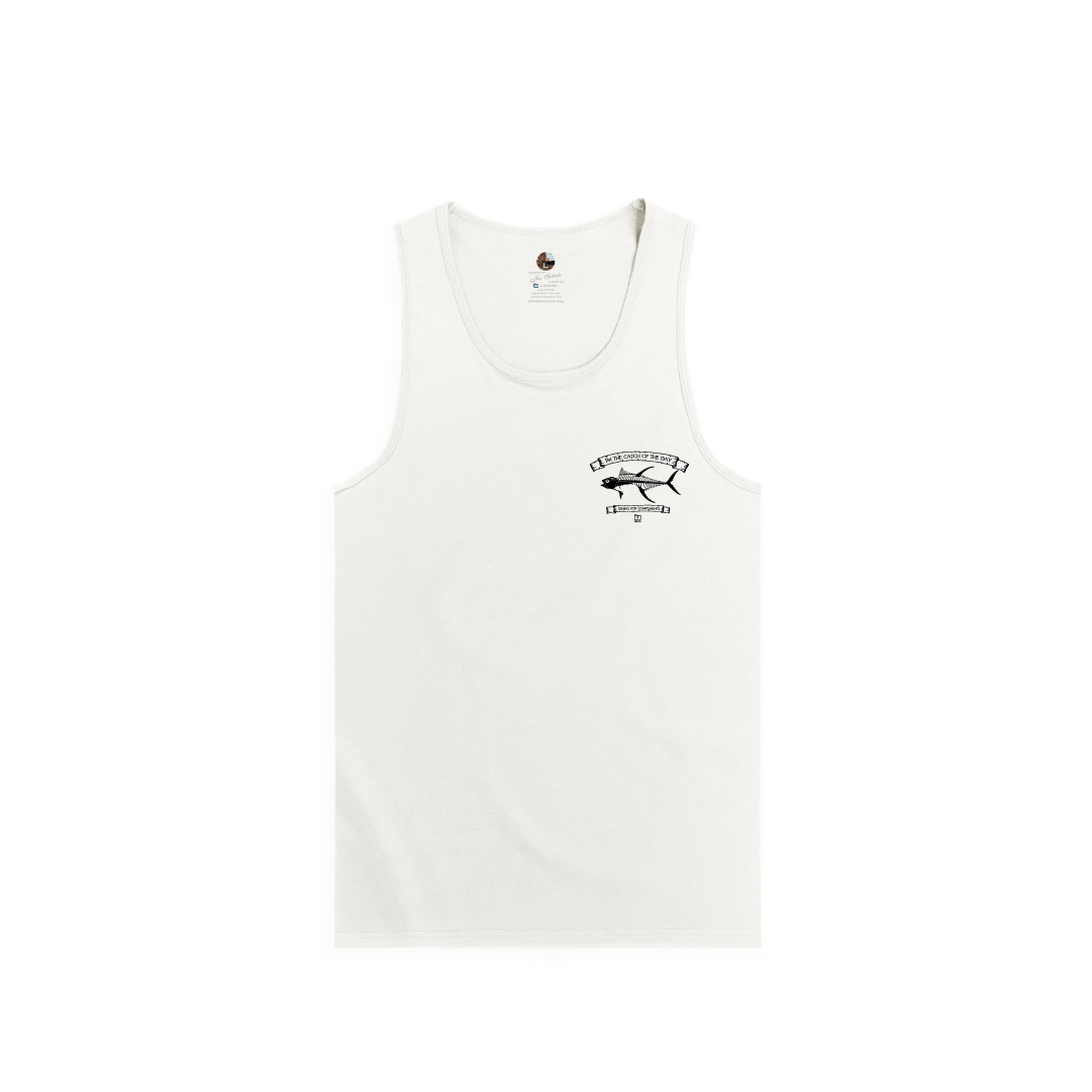 Z_DROPPED - Mens, Unisex - White - Tuna Bones Tank Top. - By: Jose Hurtado