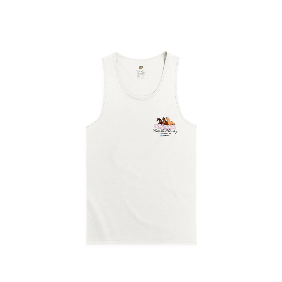Z_DROPPED - Mens, Unisex, Women - White - Away Days Tank Top. - By: Mark Dayap