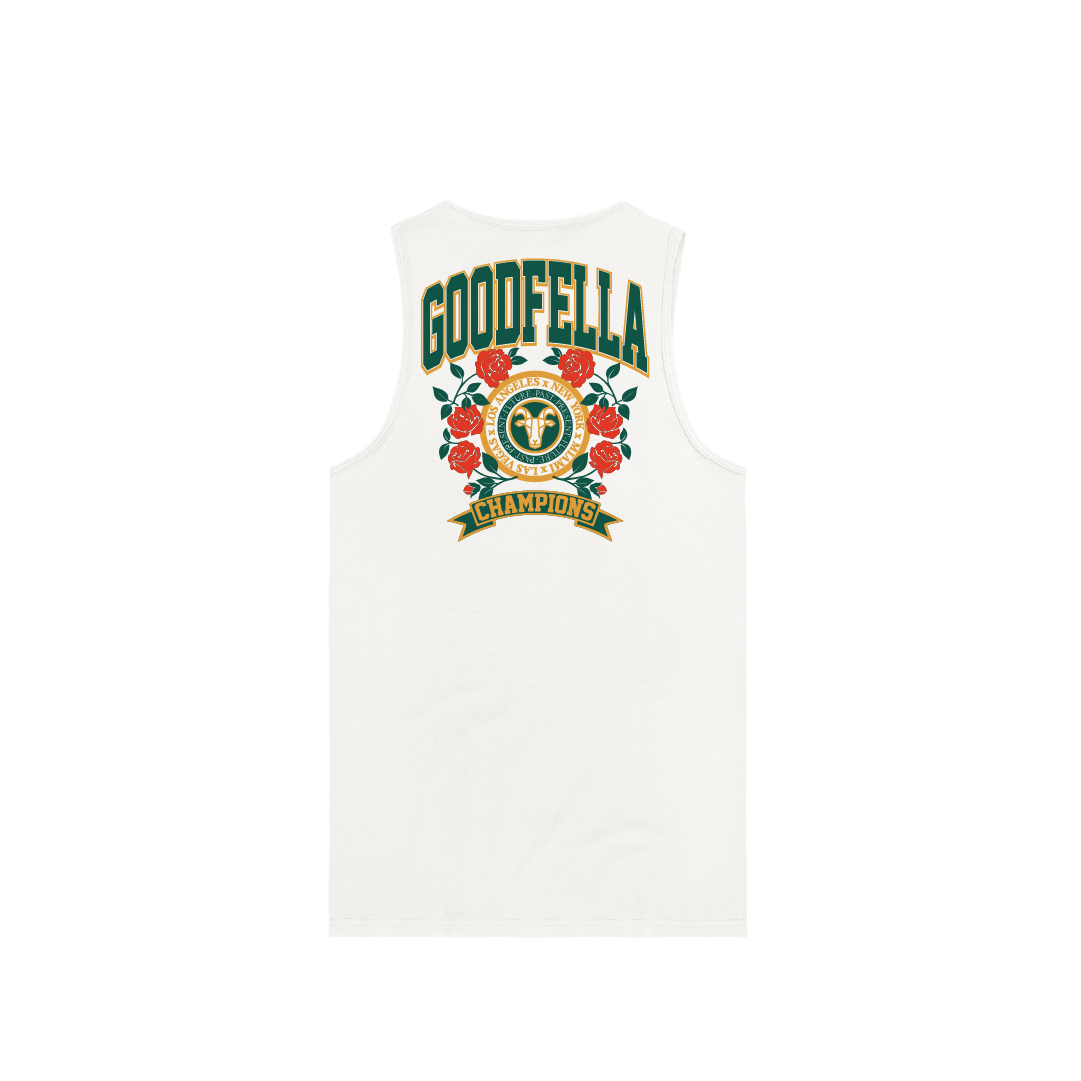 Z_DROPPED - Mens, Unisex, Women - White - Good Fella Tank Top. - By: Mark Dayap