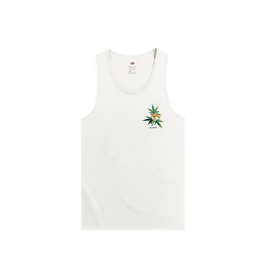 Z_DROPPED - Mens, Unisex, Women - White - Plant Based Tank Top. - By: Mark Dayap