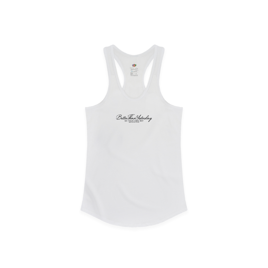 Z_DROPPED - Womens - White - Away Days Racer Back Tank. - By: Mark Dayap