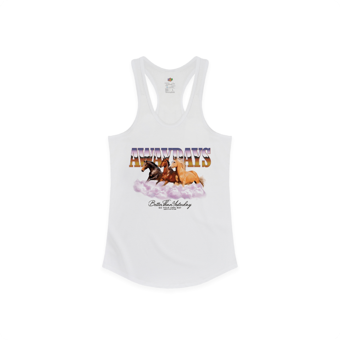 Z_DROPPED - Womens - White - Away Days Racer Back Tank. - By: Mark Dayap