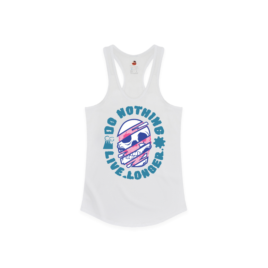 Z_DROPPED - Womens - White - Do Nothing Racer Back Tank.. - By: Fredy Santiago
