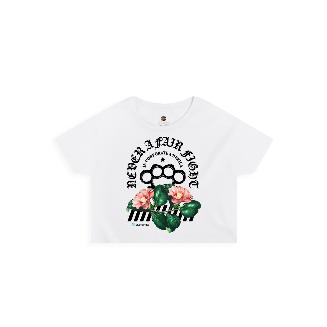 Z_DROPPED - Womens - White - Fair Fight Crop Top. - By: Chi Hom