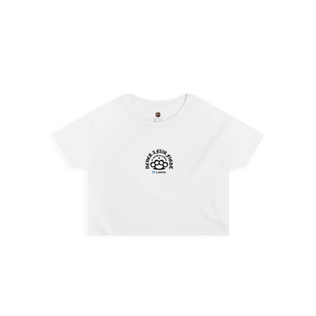 Z_DROPPED - Womens - White - Fair Fight Crop Top. - By: Chi Hom