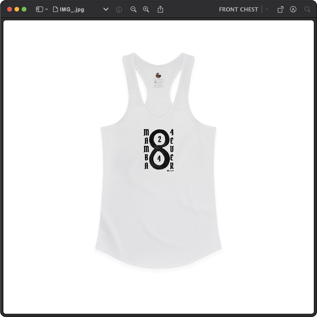 Z_DROPPED - Womens - White - Mamba 8/24 Racer Back Tank. - By: Jose Hurtado