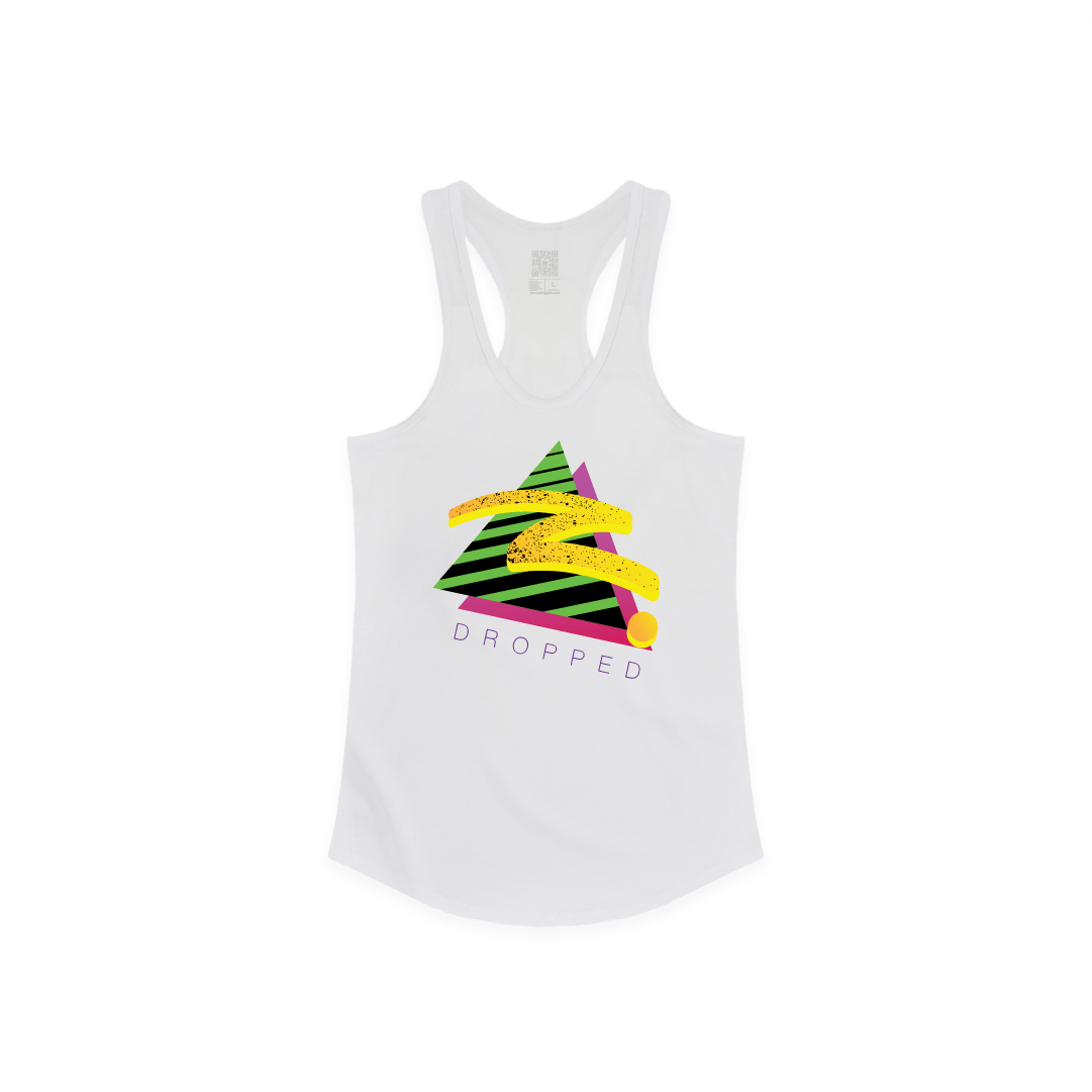 Z_DROPPED - Womens - White - Retro Z Racer Back Tank. - By: Z